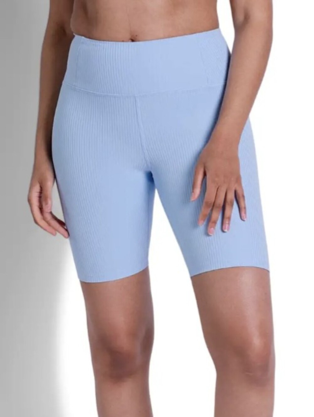 Girlfriend Collective Bluebell Ribbed Bike Shorts Women's XL Baby Blue EUC